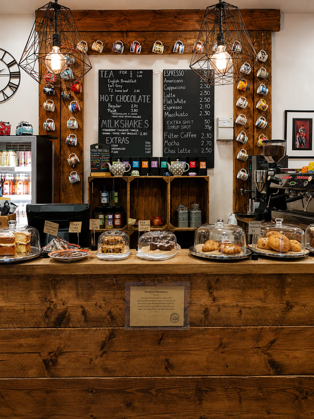 The Palmer's coffee counter and menu wall