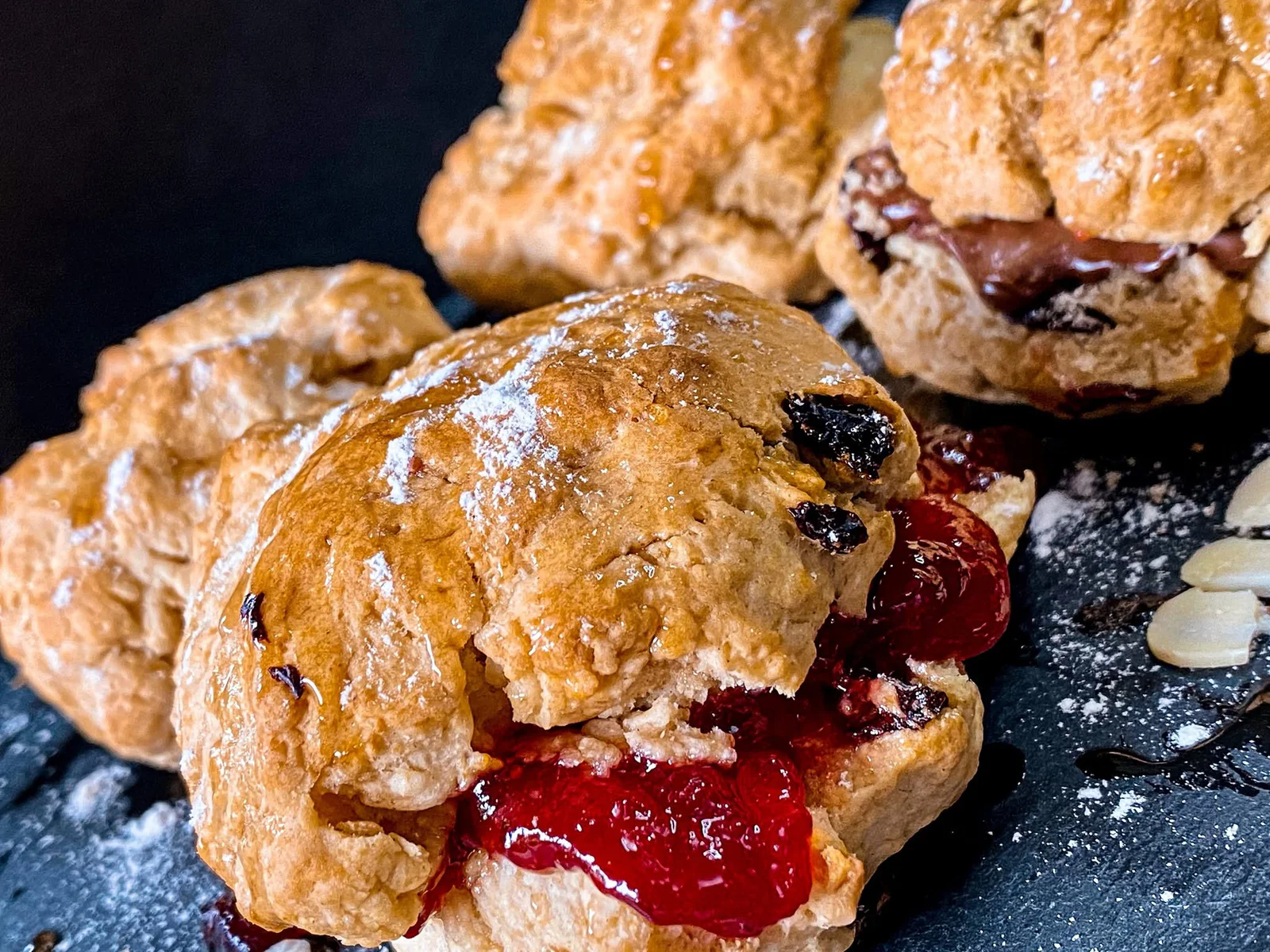 Fresh scones filled with jam and cream